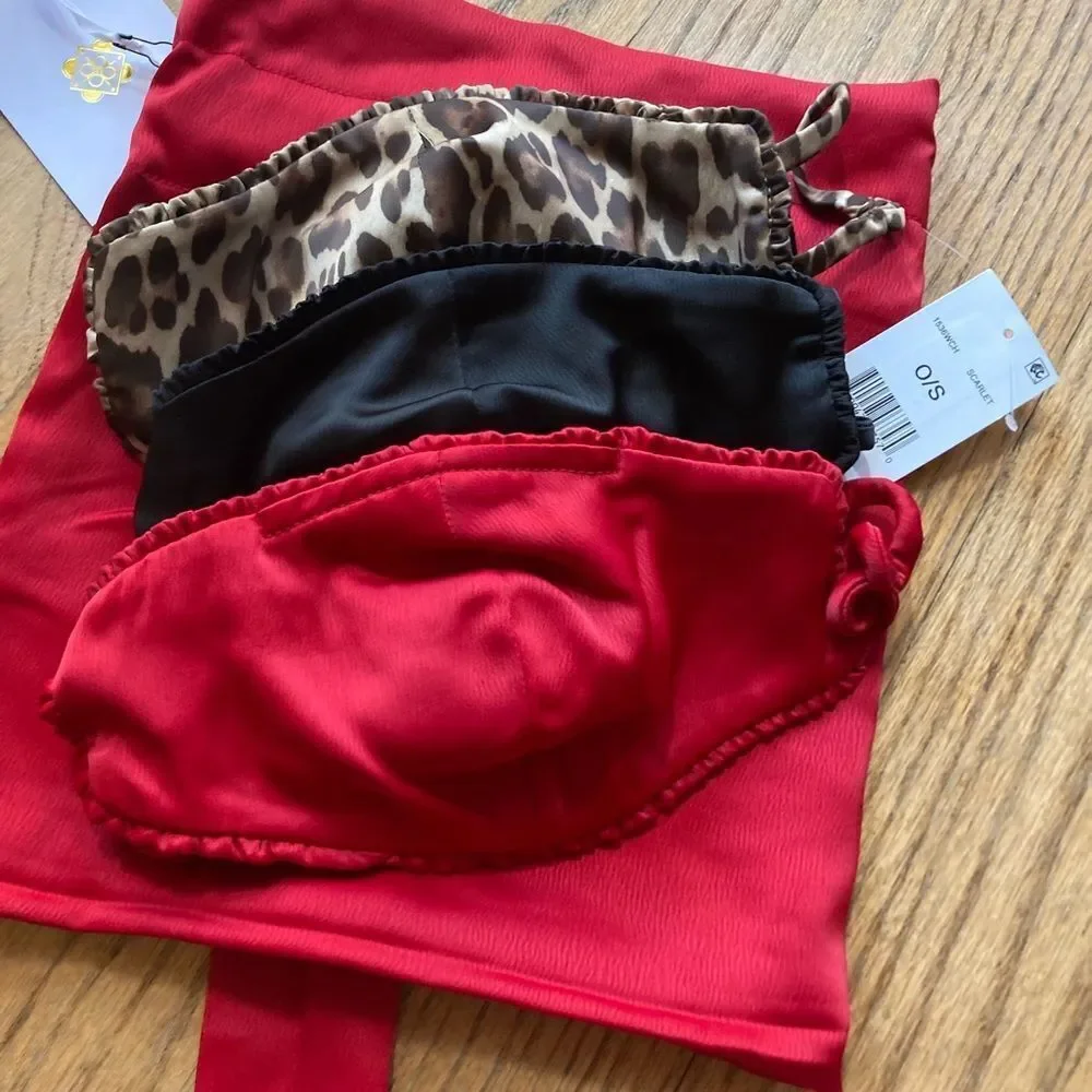 WAYF Mask & Carrying Bag 4-Piece Set, Red/Leopard/Black New With Tag